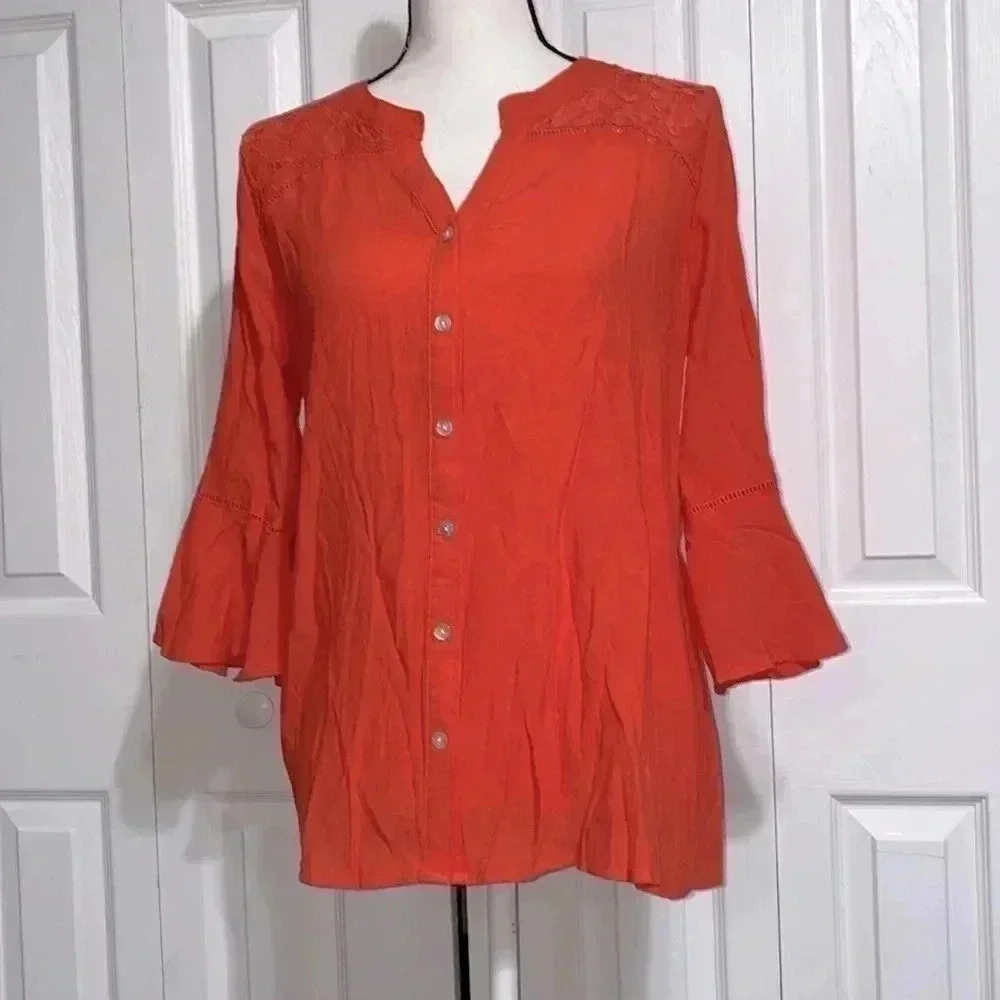 Woman’s Coral Bay petite button down blouse top shirt